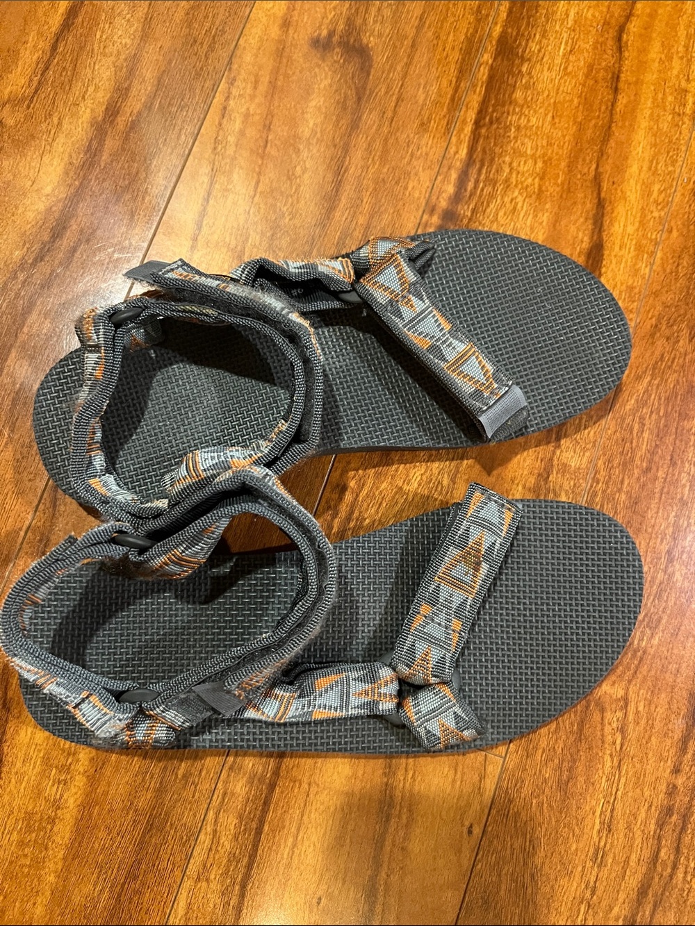 Teva Men's Gray and Orange Strapped Sandals Size 9
